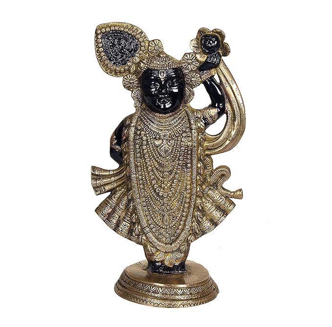 Brass Shrinath ji Idol Krishn Avatar Shri Krishna Murti Home Decor, Height : 13 inch