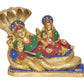 Brass Maa Lakshmi with Lord Vishnu On Sheshnag Idol Statue for Home Decor Mandir Pooja (Height 11 Inch)