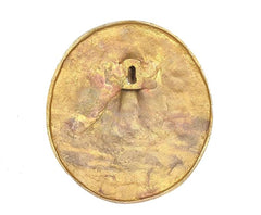 Golden brass wall plate statue back with central hanging hole