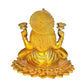 Brass Goddess Lakshmi Seated On A Blooming Lotus, Height: 7.6 inch