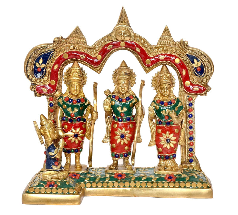 Brass Ram Darbar Brass Statue Idol Ram Darbar, for Home Decor Mandir Pooja (Height : 9.5 Inch)