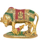 Metal Kamdhenu Cow with Calf and Bal Krishna (Height: 6.5 Inch)