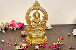 Brass Goddess Saraswati Idol Maa Saraswati Religious Statue Height 12 Inch