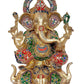 AONA Brass Ganpati Statue Idol Murti On Lotus for Home Decor Height : 17 inches