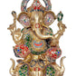 Brass Ganesha Ganesh GanpatiStatue Idol Murti On Lotus for Home Decor Height : 17 inches