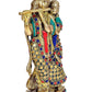 Divine Multicolour Brass Radha Krishna Idol with Exquisite Stone Work - 8.5 Inches