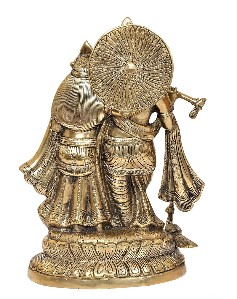 Brass Radha Krishna Idol Statue Idol Radha Krishna for Home Decor and Pooja Mandir (Height 12.5 Inch)