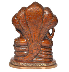 Back view brass Sheshnag with carved scales base, Lakshmi-Vishnu figurine