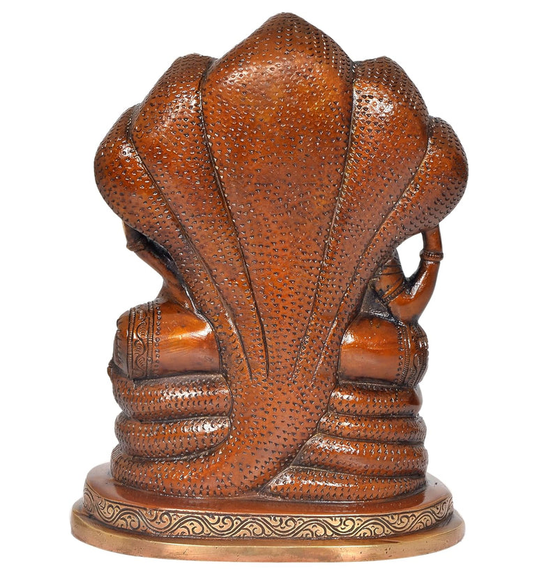 Brass Maa Lakshmi with Lord Vishnu On Sheshnag Idol Statue for The Puja Temple at Home in Brass - (Height 9 Inch) (Multicolor 1)