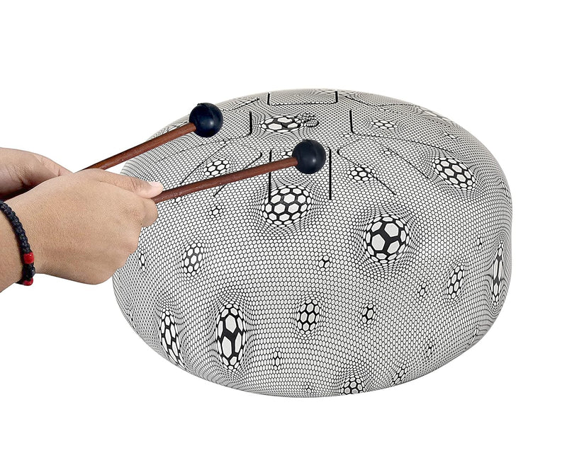 Steel Happy Drum with Rubber Musical Mallet and Travel Bag (Height : 5 inches) (Black Silver)