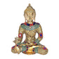 Brass Buddha Idol with detailed stone work (Height: 9 inches)