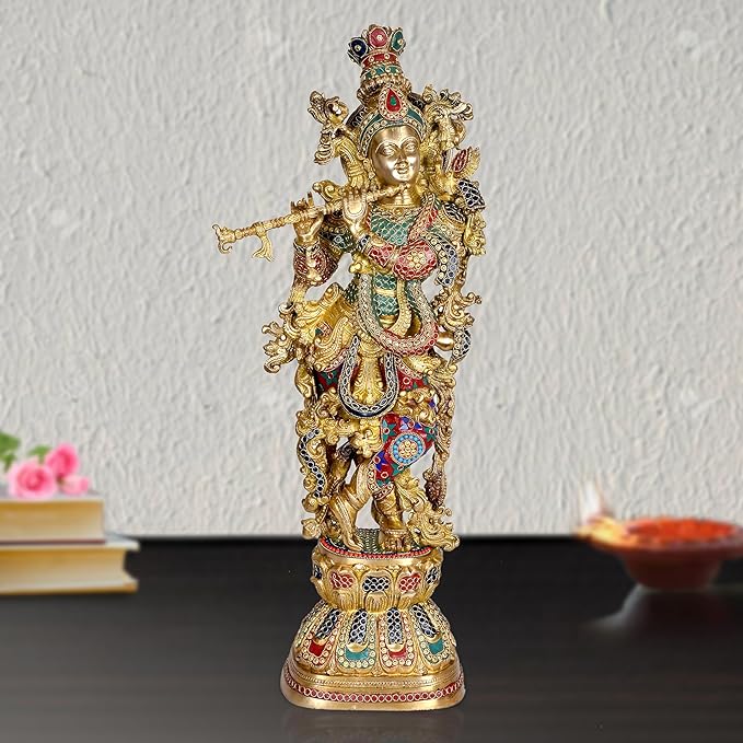 Brass Krishna Big Size Idol Statue Sculpture Height 29 inches