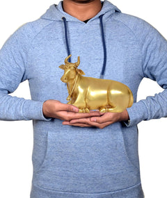 AONA Messing Nandi Stier Figur in Händen gehalten, sitzende Mini-Statue