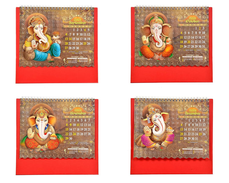 Table Calendar 2026 Mangal Murti Shree Ganesh |12 Months| (Size 8.5 x 9 Inch)