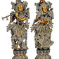 Brass Radha Krishna Idol Statue Decorative Showpiece Home Temple Office Multicolour Height 29 Inches