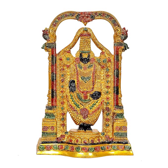 God Tirupati Balaji Sri Venkateswara Idol Spiritual - Brass Height 8.0 Inches Width 5.5 Inches Depth 2.25 Inches