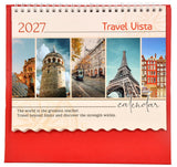 Table Top Travel Vista Desk Standing Calendar For Home and Office Table Calendar 2027 (Height:8.5 Inches)