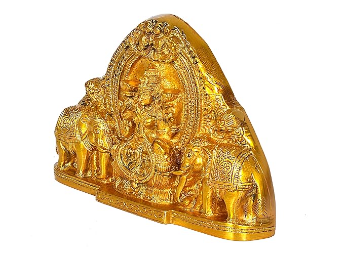 Brass Wall Hanging Lakshmi With Two Elephant Idol Maa Lakshmi Height 5 Inch