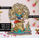 AONA brass multicolor Dakshinamurti Shiva statue, seated under detailed fan halo
