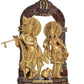 Brass Radha Krishna Idol Statue On Artistic Frame for Home Decor and Pooja Mandir Temple Office Decor (Height 14 Inch)