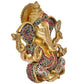 Brass Lord Ganesha Idol Statue Ganesh Decorative Sculpture for Home Office Temple Showpiece Golden (Height 10.5 Inch)