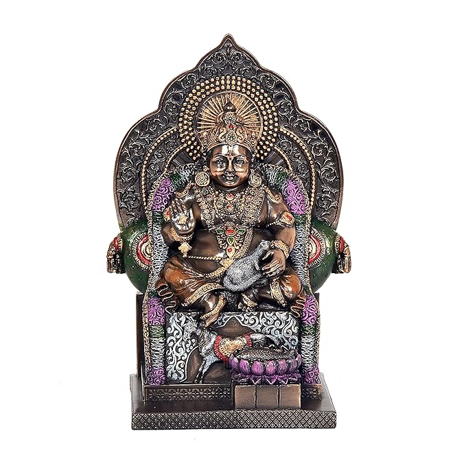 Bonded Bronze Kuber Murti Statue Idol for Diwali Pooja, Height : 7.5 inch Craft Detail