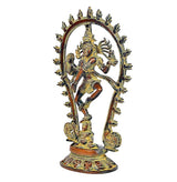 Nataraj Shiva idol statue three-quarter view with ornate halo and painted base