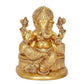 Brass Ganesha Statue Idol On Base Giving Blessings for Home Decor Temple | Height : 8 inches