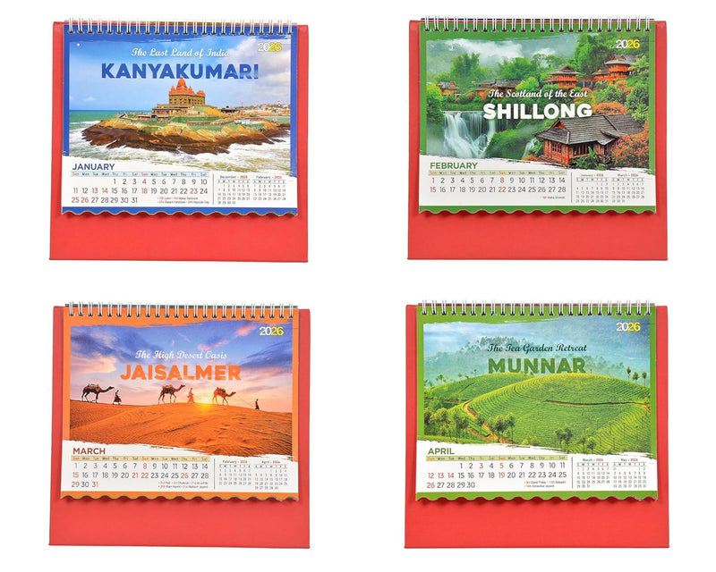 Table Calendar 2026 Mesmerising India |12 Months| (Size 8.5 x 9 Inch)