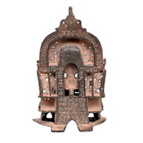 Brass Mahavir ji Jain idol statue, detailed backplate with inscriptions, 8 inch