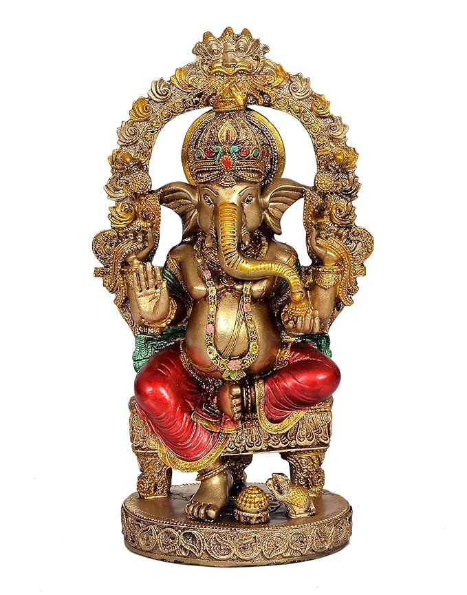 Resin Lord Ganesha Idol Statue Hindu Idol Figurine Decorative Showpiece Height 10 Inches Craft Detail