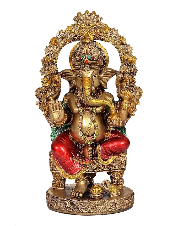 Dattatreya Resin Lord Ganesha Idol Statue Hindu Idol Figurine Decorative Showpiece Height 10 Inches