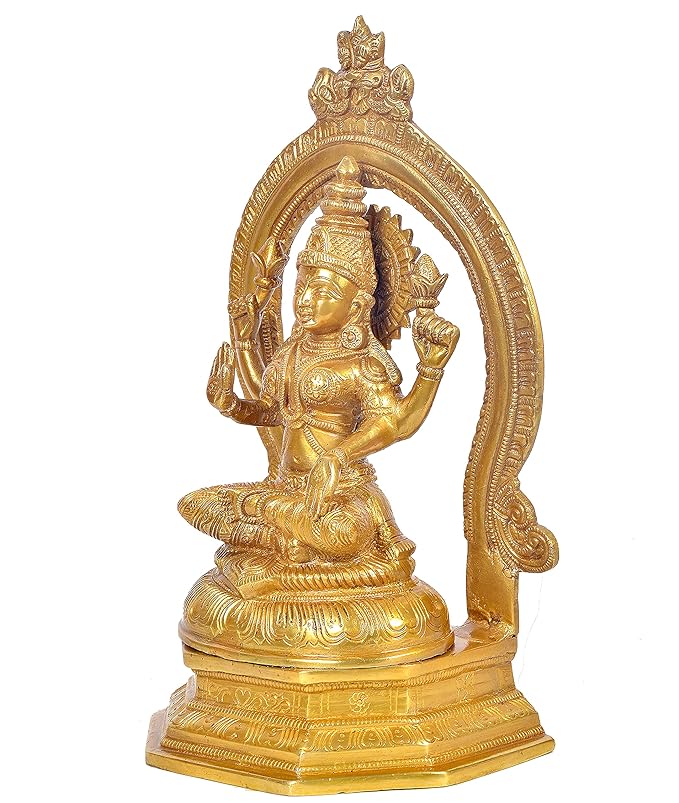 Brass Goddess Lakshmi Idol Maa Lakshmi Religious Statue Height 12 Inch