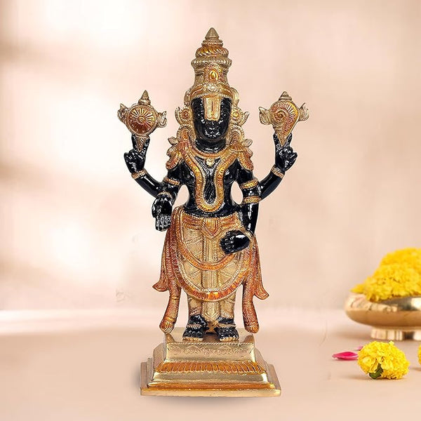 Brass Tirupati Balaji Statue Idol for Home Decor Showpiece | Height : 11 inches