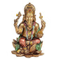 Cold Cast Handcrafted Lord Ganesha Ganesh Murti Sitting On Lotus in Resin, Height : 7 inch, Multicolor