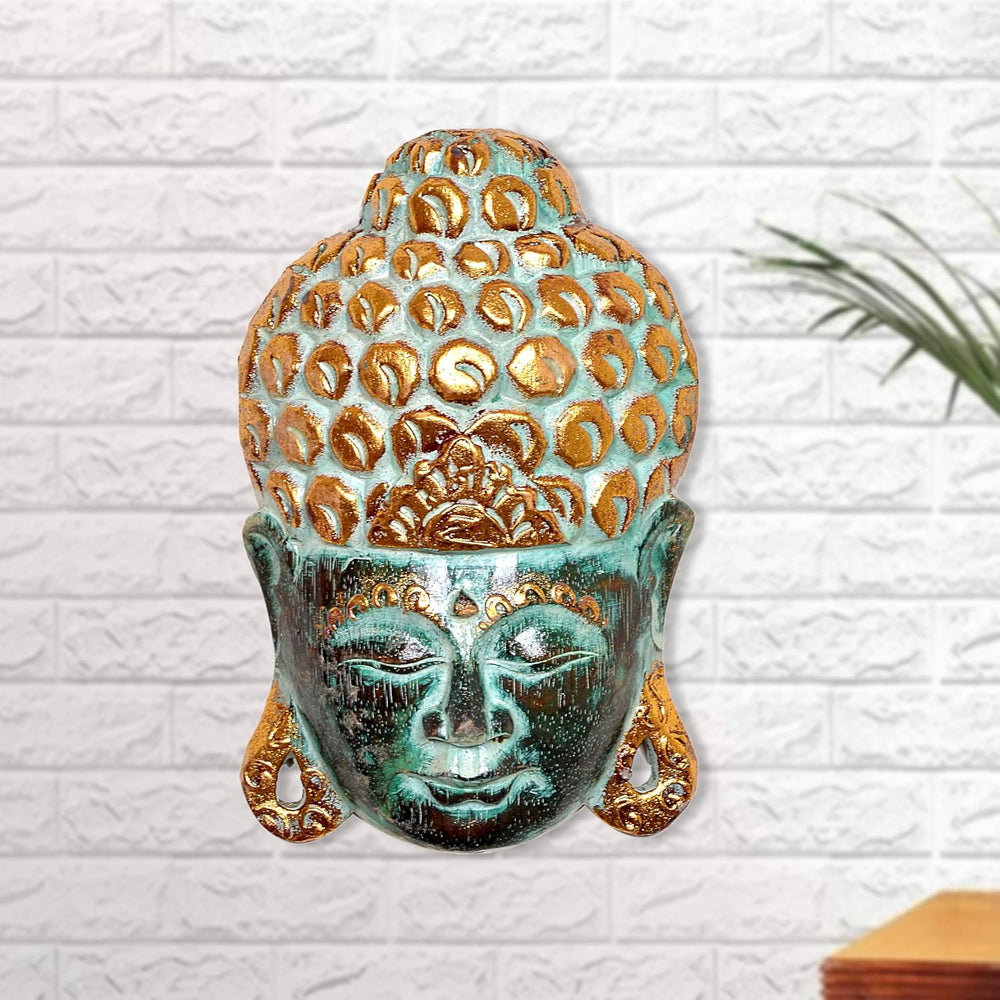 Wooden Buddha Mask Wall Hanging (Height: 9 Inches)