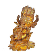 Golden Shree Gayatri Maa brass idol statue, side view with multiple arms