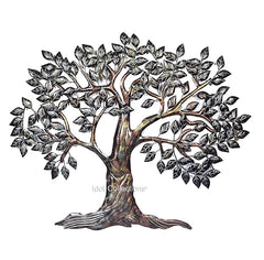 Metal wall art tree with LED lights, iron leaf branches and trunk