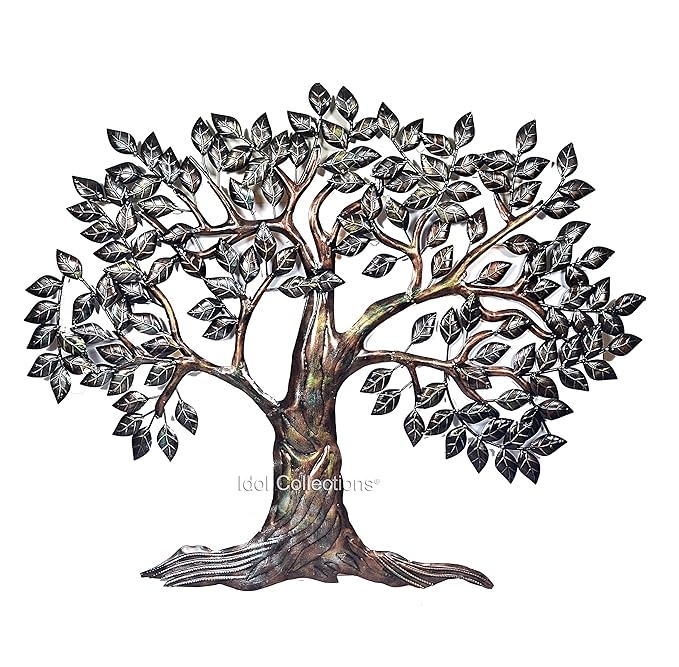 Metal Wall Hanging Tree Wall Decor With LED Light Height 32 Inch