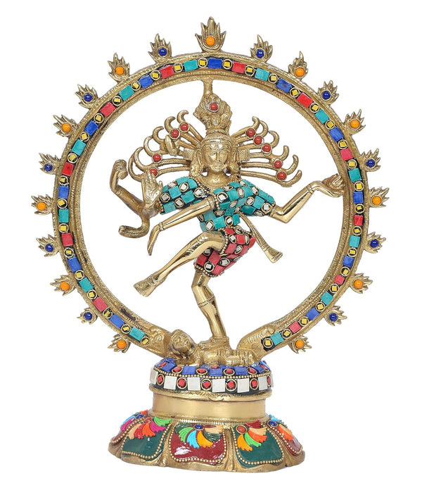 Brass Natraj Lord Shiva Dancing Natraj Brassl Idol Statues for Home Decor and Ofice (Height: 12 inch) (Multicolor 1)