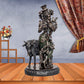 Large Krishna Idol Playing Flute On The Back Kamdhenu Cow - Statue Showpiece Murti for Home Office Height 10.5 inches