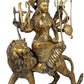 Brass Goddess Durga Idol Hindu Religious Devi Maa Sitting on Lion Statue (Golden Antique)