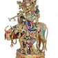 Large Brass Cow Krishna Idol Statue Murti, Height 30 inch