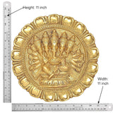 Brass Panchmukhi Ganesha wall hanging shown with 11-inch height and width