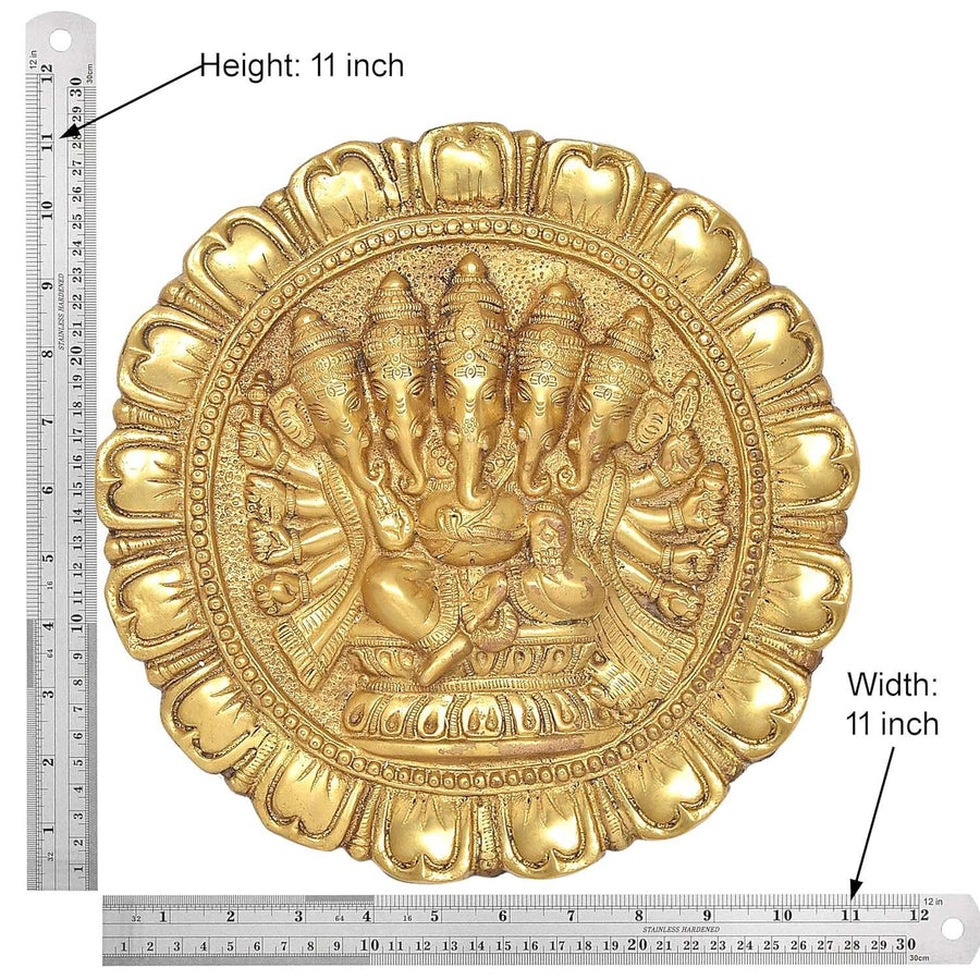 Brass Panchmukhi Ganesha Wall Hanging (Height 11 Inch) Craft Detail