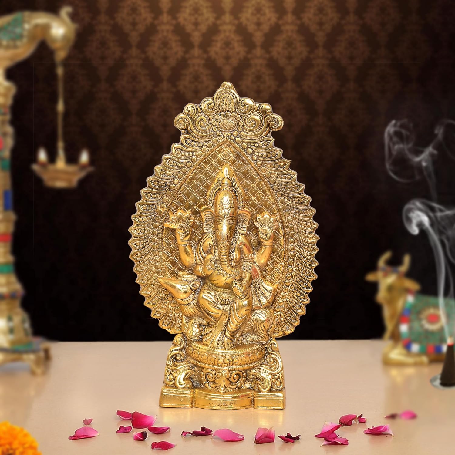 Metal Lord Ganesha Idol (Height 10.5 inch)