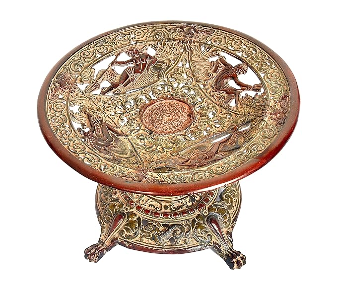 Brass Designer Fruit Basket Table Top Table Decor Decorative Showpiece Home Decor Gift Item Multicolour Height 5.5 Inches