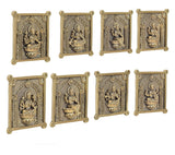 Brass wall hanging set of 8, each square plaque shows seated Ashtalakshmi in arch
