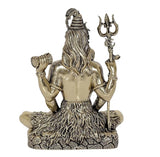 Back view brass Lord Shiva statue with long hair details and raised arms, 3 inch