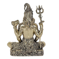 Back view brass Lord Shiva statue with long hair details and raised arms, 3 inch